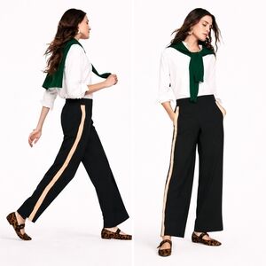 Boden Side Stripe Pull on Pants Trousers Black Camel Stripe 8